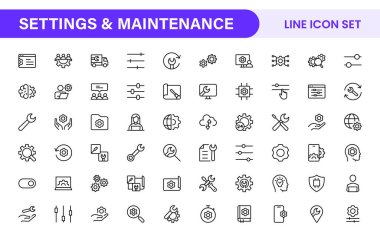 Ayarlar ve Bakım Simgesi Ayarları. Kullanıcı arayüzleri için parlak ve işlevsel simgeler, ayarlar, güncellemeler ve bakım için sezgisel navigasyon ile uygulamaları ve web sitelerini geliştirmek için mükemmel.