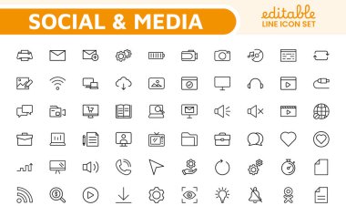 Ortam Simgesi Ayarlandı. Medya endüstrisi için tasarlanmış, haber platformlarını, eğlence uygulamalarını ve dijital pazarlama materyallerini geliştirmek için mükemmel bir ikon koleksiyonu..