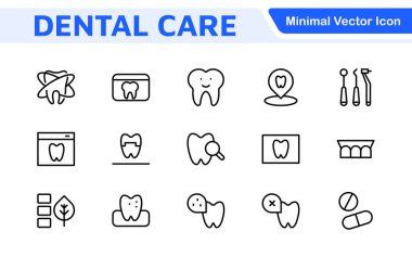 Diş Simgesi Ayarlandı. Diş muayeneleri için canlı ve profesyonel ikonların kapsamlı bir koleksiyonu, hasta iletişimi için mükemmel bir oral sağlık farkındalığı..