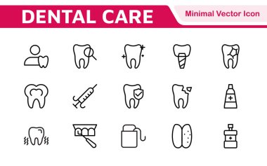 Diş Simgesi Ayarlandı. Diş muayeneleri için canlı ve profesyonel ikonların kapsamlı bir koleksiyonu, hasta iletişimi için mükemmel bir oral sağlık farkındalığı..