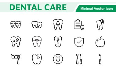 Diş Simgesi Ayarlandı. Diş muayeneleri için canlı ve profesyonel ikonların kapsamlı bir koleksiyonu, hasta iletişimi için mükemmel bir oral sağlık farkındalığı..