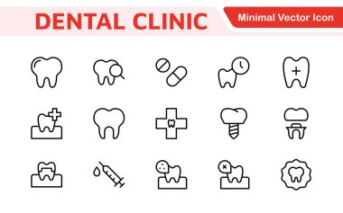 Diş Simgesi Ayarlandı. Diş muayeneleri için canlı ve profesyonel ikonların kapsamlı bir koleksiyonu, hasta iletişimi için mükemmel bir oral sağlık farkındalığı..