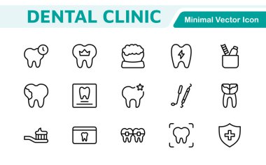 Diş Simgesi Ayarlandı. Diş muayeneleri için canlı ve profesyonel ikonların kapsamlı bir koleksiyonu, hasta iletişimi için mükemmel bir oral sağlık farkındalığı..