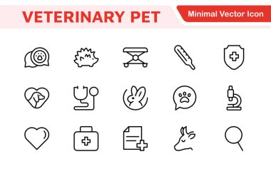 Veterinary Icon Set. A compassionate collection of icons designed for veterinary clinics and pet care services. clipart