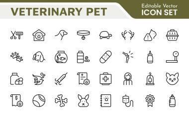 Veterinary Icon Set. A compassionate collection of icons designed for veterinary clinics and pet care services. clipart