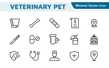 Veterinary Icon Set. A compassionate collection of icons designed for veterinary clinics and pet care services. clipart