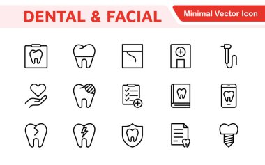 Diş Simgesi Ayarlandı. Diş muayeneleri için canlı ve profesyonel ikonların kapsamlı bir koleksiyonu, hasta iletişimi için mükemmel bir oral sağlık farkındalığı..
