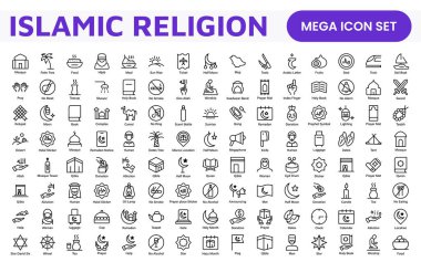 Islamic Icon Set. A beautifully crafted collection of icons reflecting Islamic culture and traditions, educational materials, apps, and websites, and Islamic community. clipart