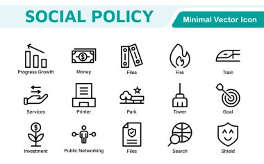 Outline icons about ESOP employee stock ownership plan. Contains such icons as company, win-win, scheme and benefits. clipart