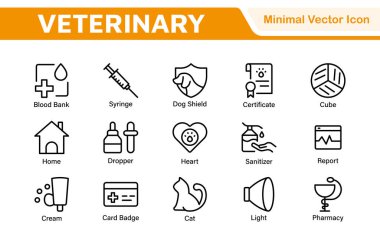 Veterinary Icon Set. A compassionate collection of icons designed for veterinary clinics and pet care services. clipart