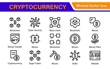 Engelleme zinciri Kripto Para Birimi Simgesi Dijital Finans, Bitcoin, Ethereum, NFT, Ticaret Vektörü, Taslak, Çizgi, Asgari, Resim 