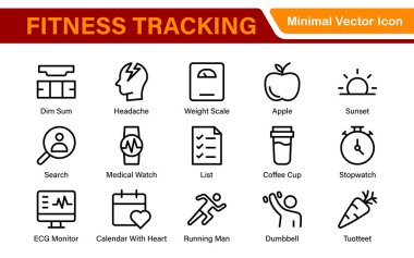 Fitness İzleme Egzersizi Eğitim ve Performans İzleme için Modern Taslak Sembol Seti.