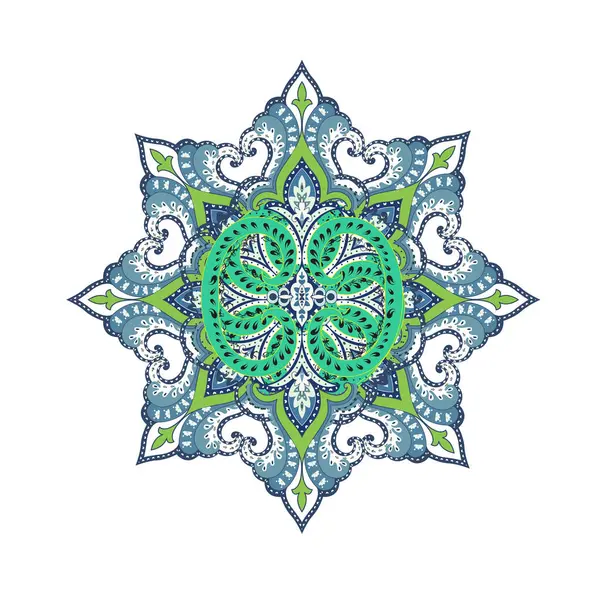 Egy Élénk Kék Zöld Mandala Absztrakt Minta — Stock Vector