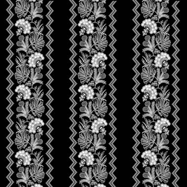 Çiçekli siyah beyaz çizgili kenarlar