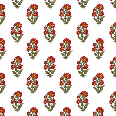 Beyaz arkaplanda kırmızı çiçek deseni
