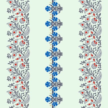 Temiz bir arkaplanda canlı bir çiçek desenli kenar