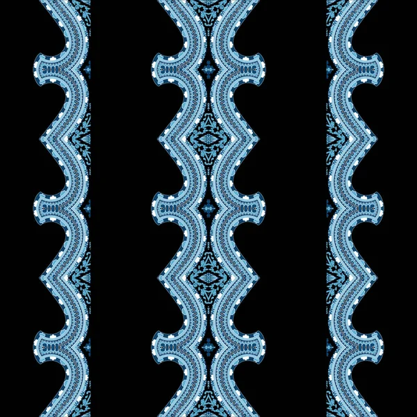 Bir dizi mavi desen siyah arkaplan ile kenar