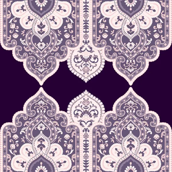 Яркий Фиолетовый Белый Узор Фиолетовом Фоне Повторяющийся Бесшовный Узор Граница — стоковый вектор