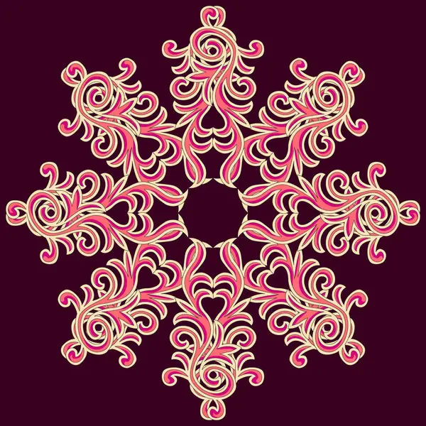 Eine Leuchtend Rosa Schneeflocke Auf Einem Kontrastierenden Lila Hintergrund — Stockvektor