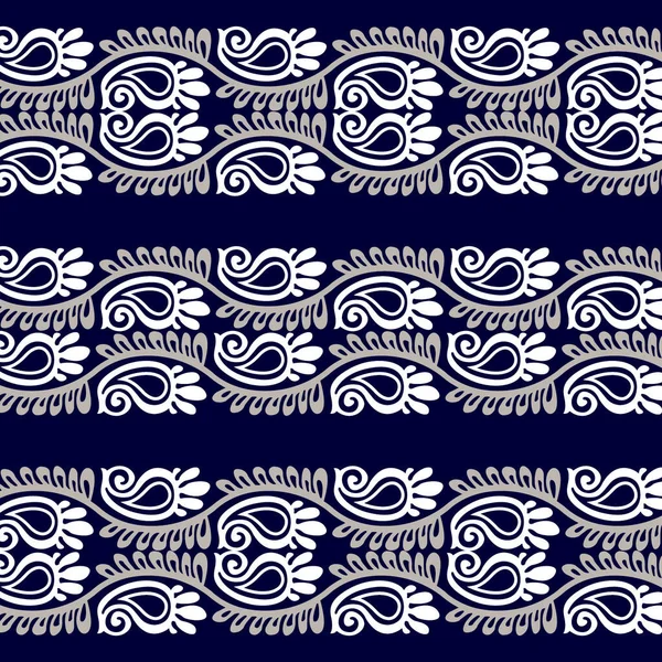 Motif Bleu Blanc Aux Motifs Tourbillonnants Élégants — Image vectorielle