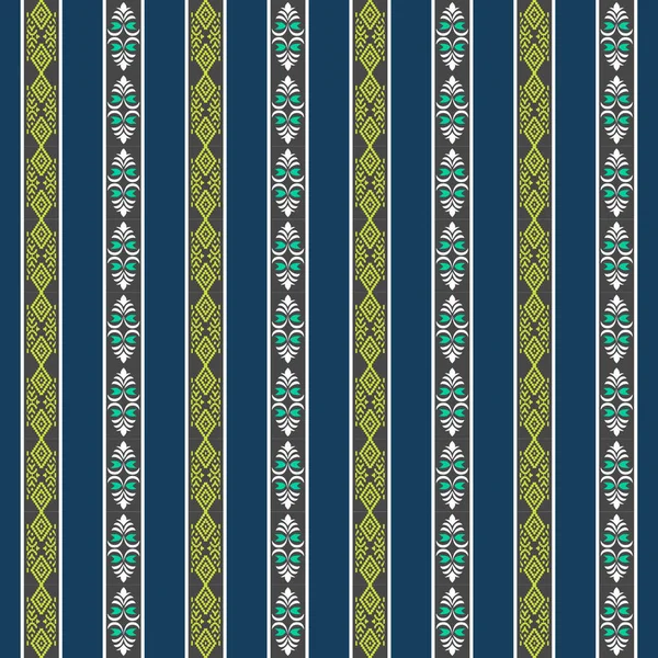 Ein Lebhaftes Blau Grün Gestreiftes Muster Grenzt Komplizierte Weiße Und — Stockvektor