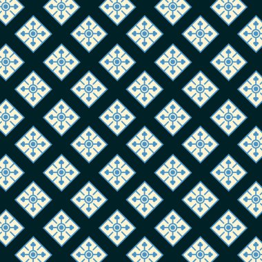 Koyu arkaplanda mavi ve beyaz desen