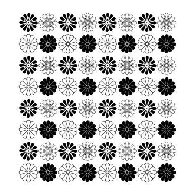 El değmemiş beyaz bir arkaplanda tek renkli çiçek deseni, tekrar eden kusursuz desen.