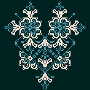 Mavi ve beyaz desenli çapraz dikiş deseni