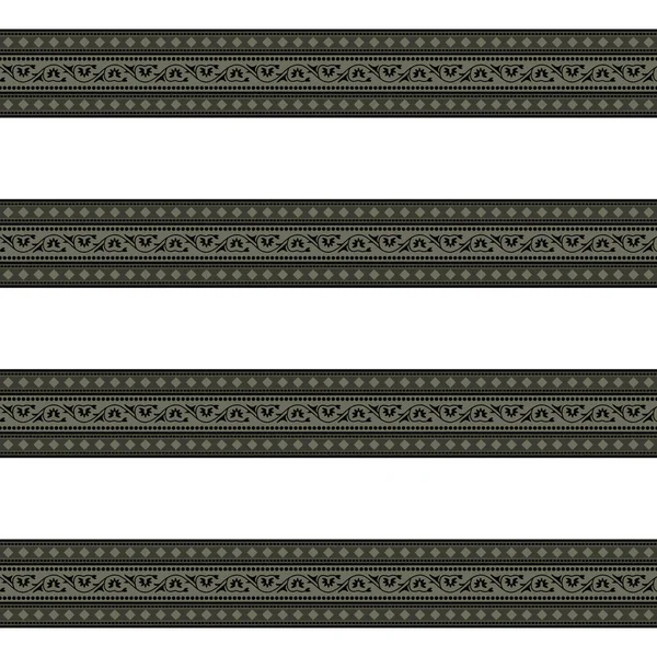 Чорно Біла Смугаста Тканина Складним Дизайном Безшовного Візерунка — стоковий вектор