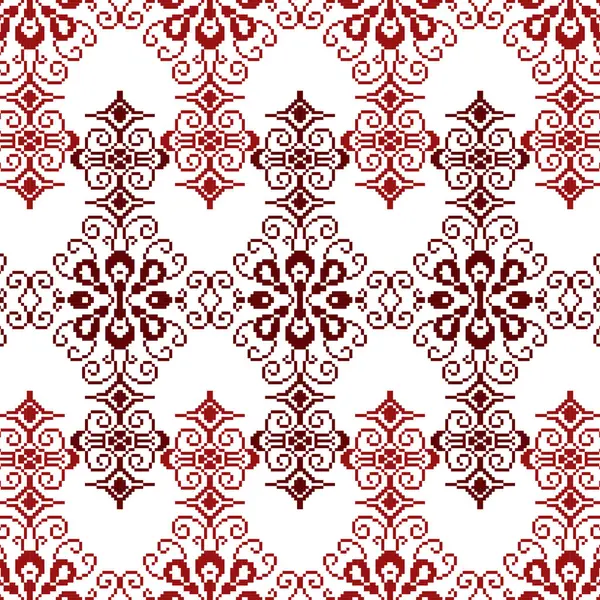 Motif Ornemental Rouge Blanc Vibrant Bordure Transparente — Image vectorielle