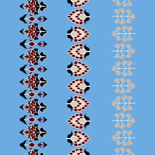 Яскравий Синій Фон Складними Червоно Білими Візерунками — стоковий вектор