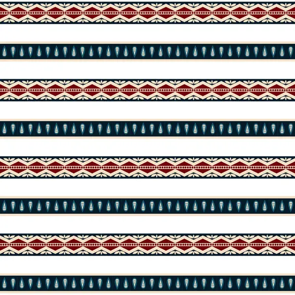 Set Red White Blue Striped Seamless Borders — Stock Vector