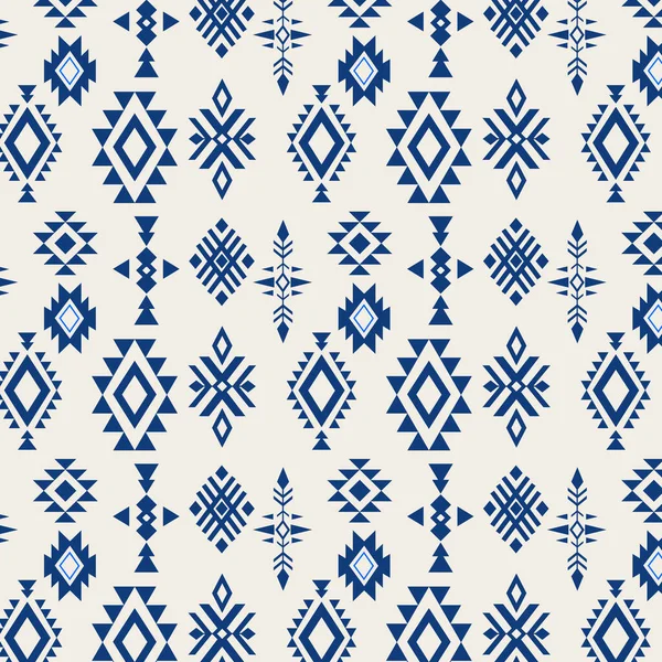 Vivace Motivo Blu Bianco Dalle Forme Geometriche Intricate — Vettoriale Stock