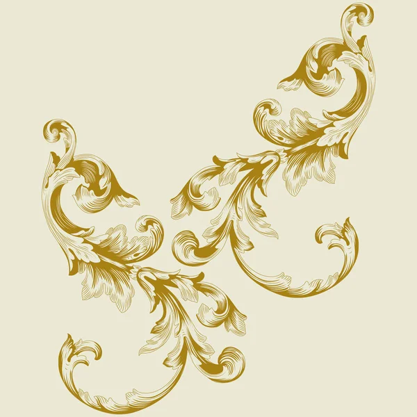 Design Redemoinho Floral Dourado Intrincado Fundo Branco Intocado — Vetor de Stock