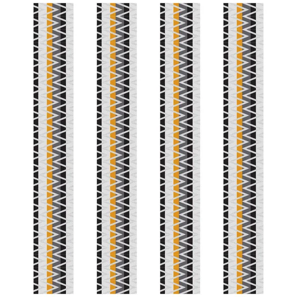 Een Wit Geel Gestreept Randpatroon Met Zwart Wit Strepen — Stockvector