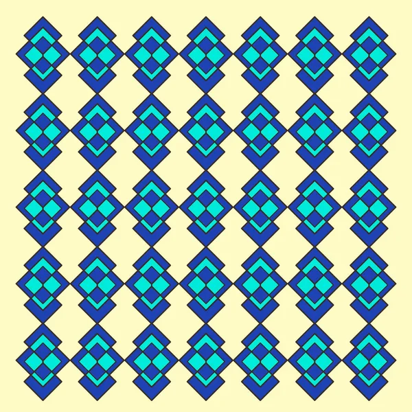 Motif Bleu Blanc Vif Sur Fond Jaune Ensoleillé — Image vectorielle