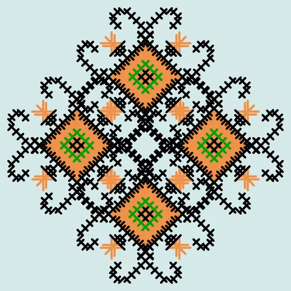 Een Kruissteek Patroon Met Oranje Zwarte Vierkantjes — Stockvector