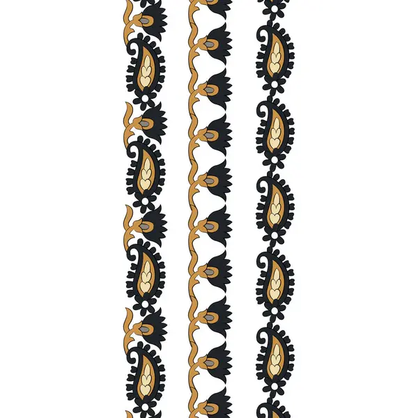 Ein Luxuriöses Schwarz Gold Gestreiftes Bordüren Mit Aufwändig Verzierten Mustern — Stockvektor