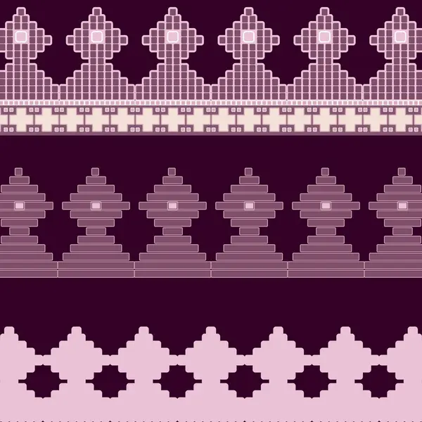 Фиолетовый Белый Узор Квадратами Точками Повторяющийся Бесшовный Узор Граница — стоковый вектор