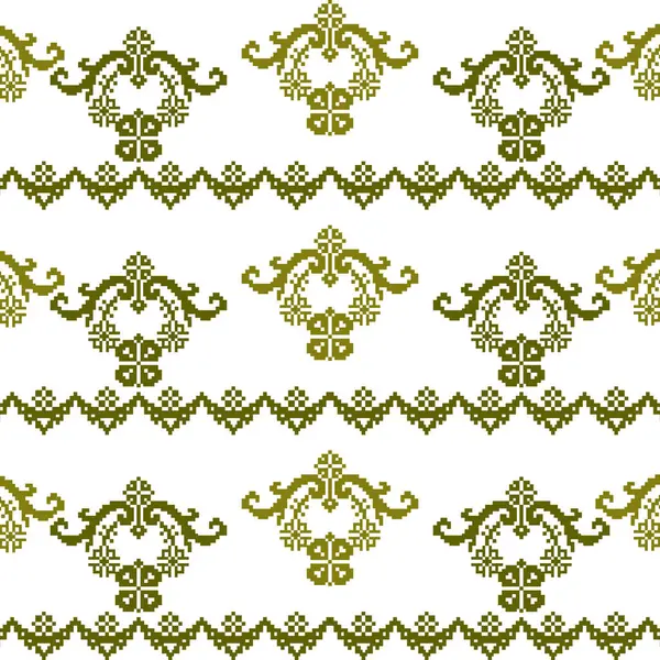 Motif Bordure Vert Sans Couture Sur Fond Blanc — Image vectorielle