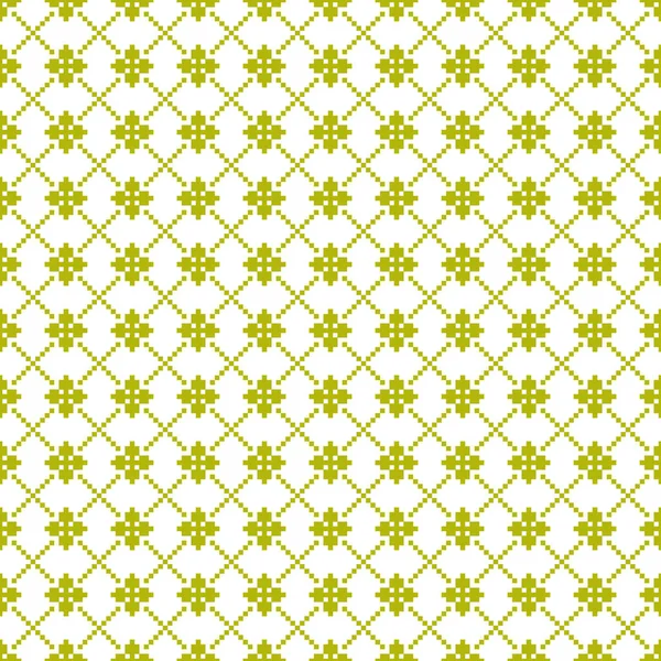 Bílé Pozadí Zeleným Křížem Květinový Vzor — Stockový vektor
