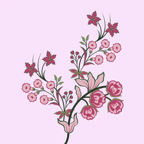 Élénk Rózsaszín Vörös Virág Puha Rózsaszín Háttérrel — Stock Vector