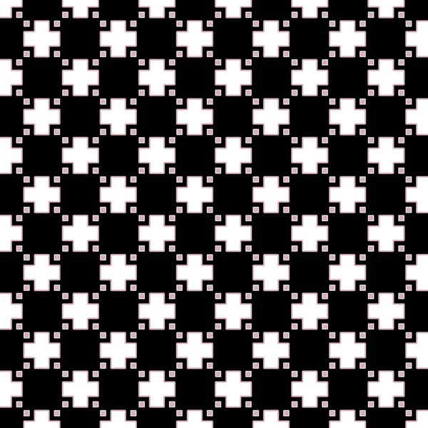 Een Zwart Wit Patroon Met Witte Kruisen — Stockvector