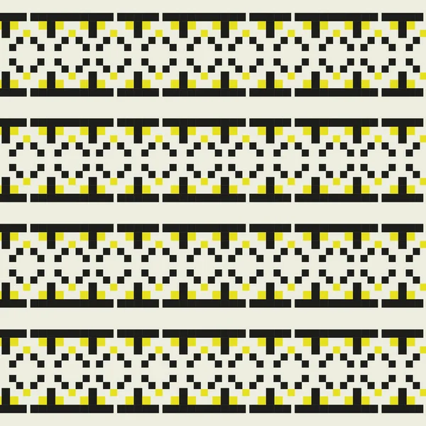 Ein Schwarz Weißes Muster Mit Gelben Quadraten Wiederholter Nahtloser Rand — Stockvektor