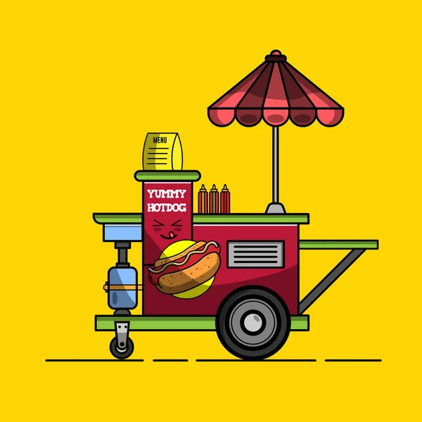 Mobilní Fast Food Stánek Hot Dogy Vektoru — Stockový vektor