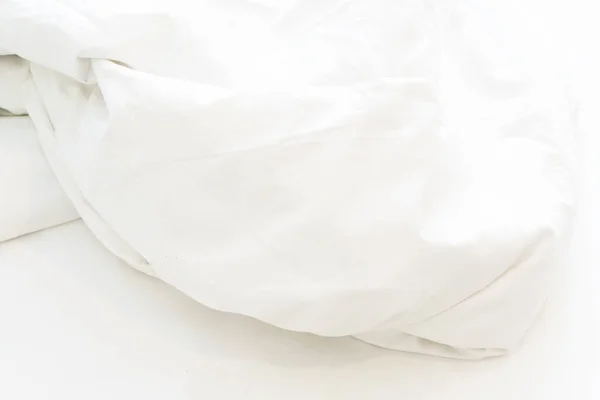 Unmade Bed Wrinkled Pillowcases Bed Sheet Duvet — Stock Photo, Image