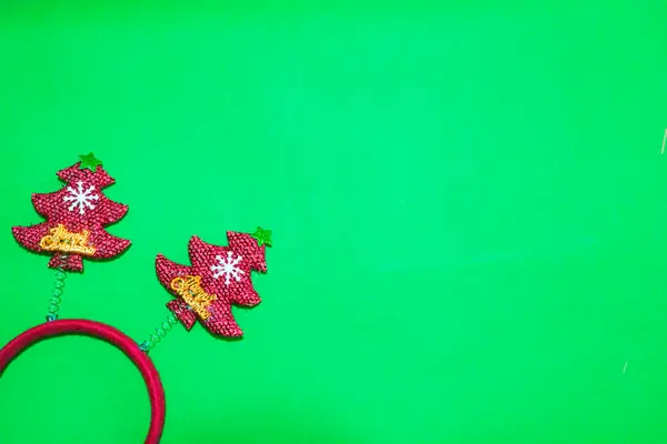 Χριστουγεννιάτικα Κέρατα Ταράνδων Διακόσμηση Πράσινο Φόντο — Φωτογραφία Αρχείου