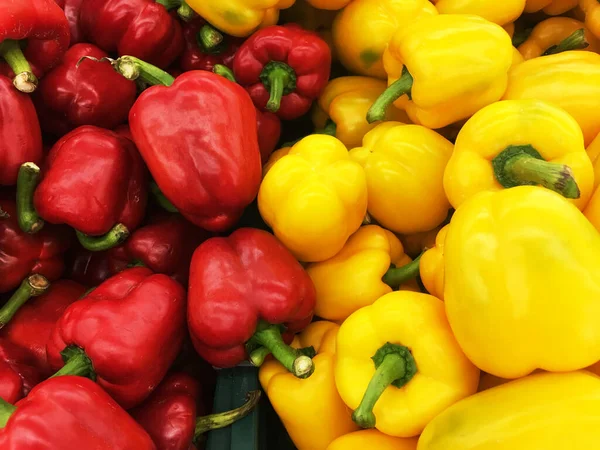 Picture of colorful yellow & green sweet pepper In the market.