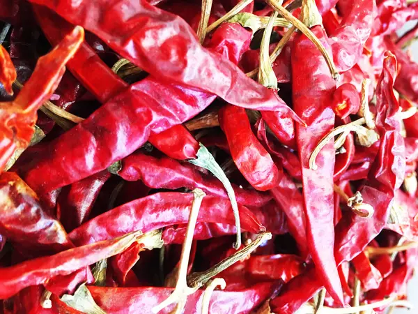 Αποξηραμένα Κόκκινη Καυτερή Πιπεριά Τσίλι Συστατικό Τροφίμων — Φωτογραφία Αρχείου