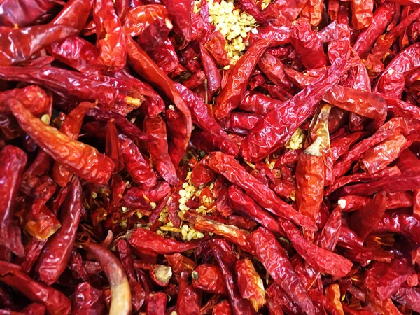 Chiles Rojos Secos Picantes Ingrediente Alimentario —  Fotos de Stock